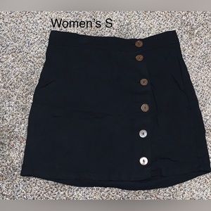 Forever 21 Button Down Black Mini Skirt - Size Small